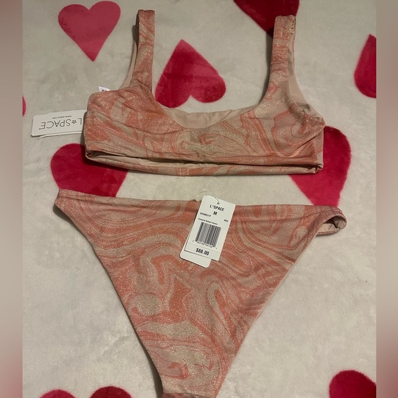 L*Space Shimmer Lizzie Bikini Top & Camacho Bikini Bottom Set All Swirled Up NWT - Picture 6 of 8
